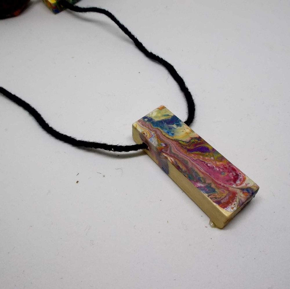 Wood block artisan necklace